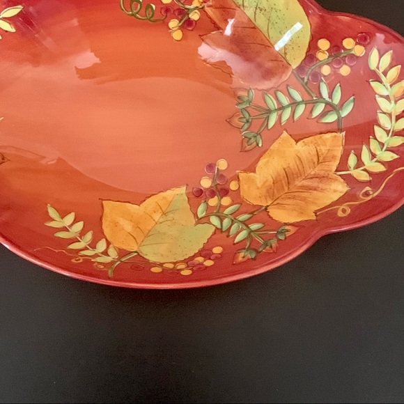 Laurie Gates Pottery Fall Leaves 13” Oblong Serving Bowl - Picture 7 of 15